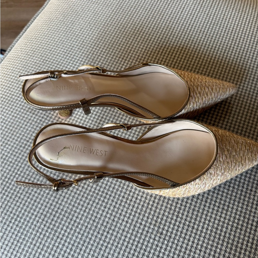 Nine West Woven Tan Heels
